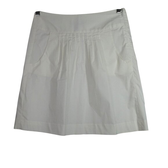 Banana Republic White Pleated Skirt Women Size 4 With Side Zipper Lined Pockets - Picture 1 of 12